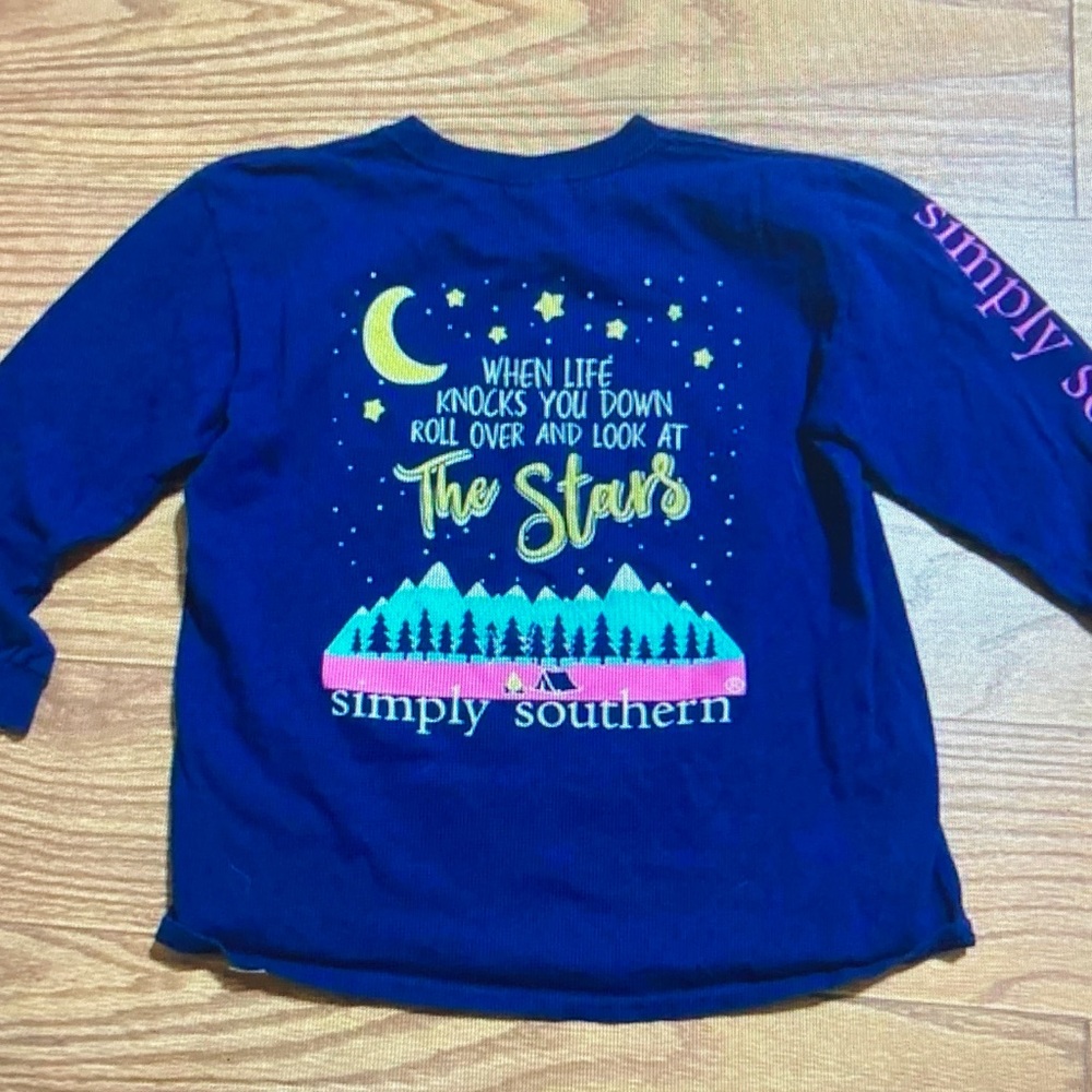 Simply Southern Kids' Navy Long Sleeve Tee with Starry Design